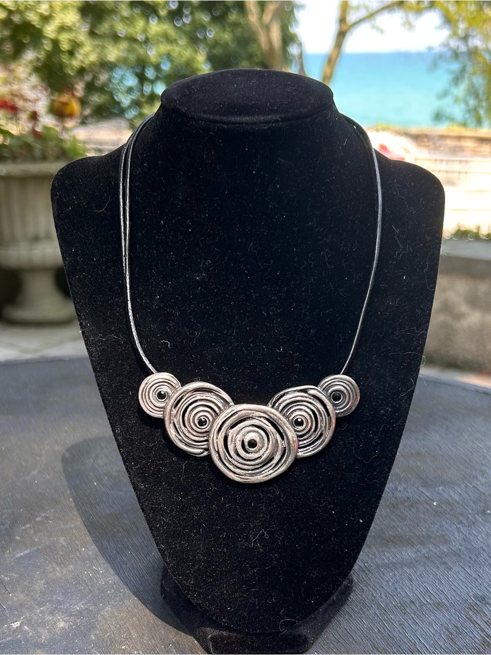 Chico's Silver-Tone Spiral Disc Necklace